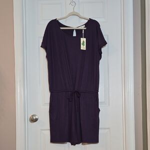 New Nemidor Purple Pockets Drawstring Romper Size 18
